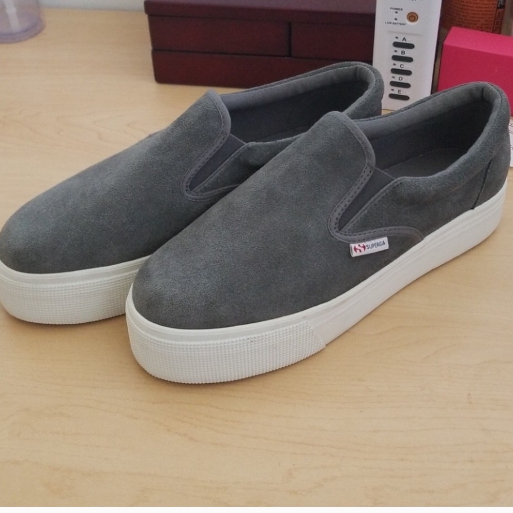SUPERGA grey suede slip on